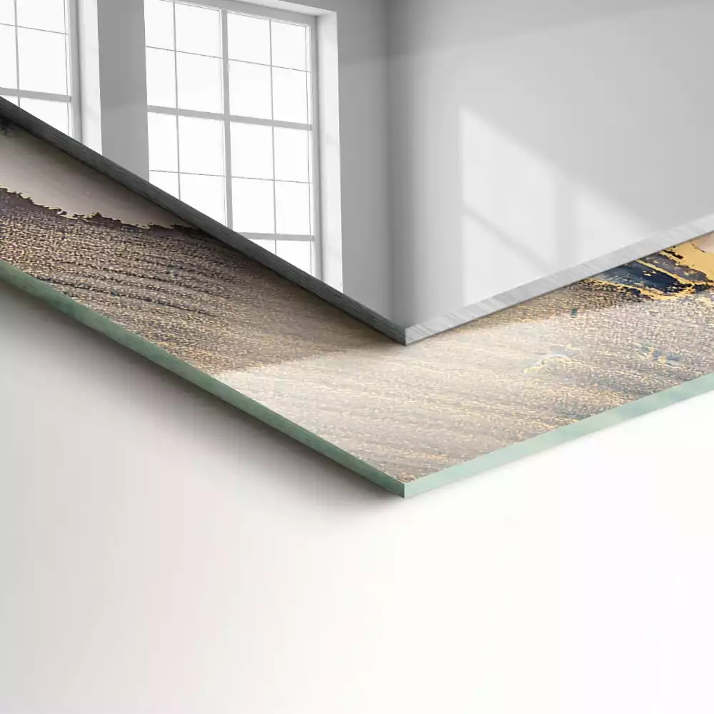 Lustro dekoracyjne prostokątne z nadrukiem przedstawiającym abstrakcyjną niebieską kompozycję