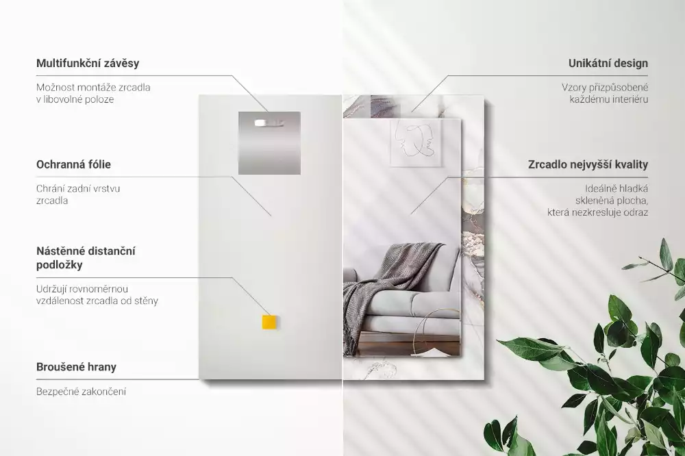 Lustro dekoracyjne prostokątne z motywem abstrakcyjnej sztuki marmuru