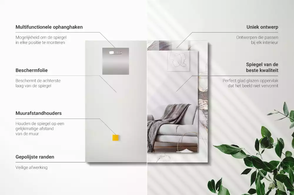 Lustro dekoracyjne prostokątne z motywem abstrakcyjnej sztuki marmuru