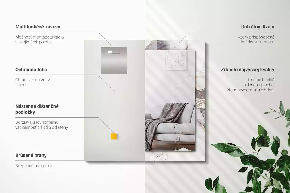 Lustro dekoracyjne prostokątne z motywem abstrakcyjnej sztuki marmuru