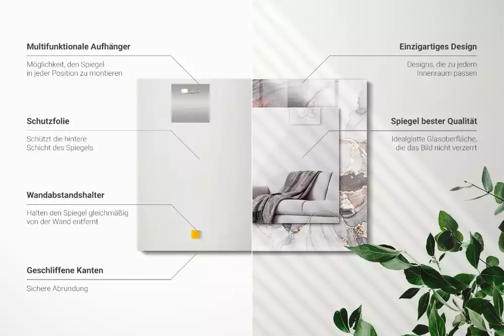 Lustro dekoracyjne prostokątne z motywem abstrakcyjnej sztuki marmuru