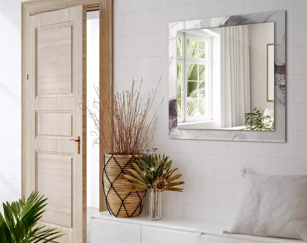 Lustro dekoracyjne prostokątne z motywem abstrakcyjnej sztuki marmuru