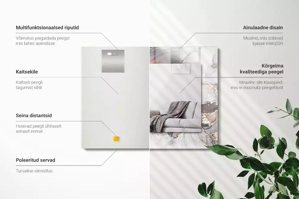 Lustro dekoracyjne prostokątne z motywem abstrakcyjnej sztuki marmuru