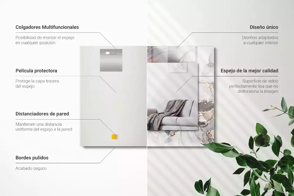 Lustro dekoracyjne prostokątne z motywem abstrakcyjnej sztuki marmuru