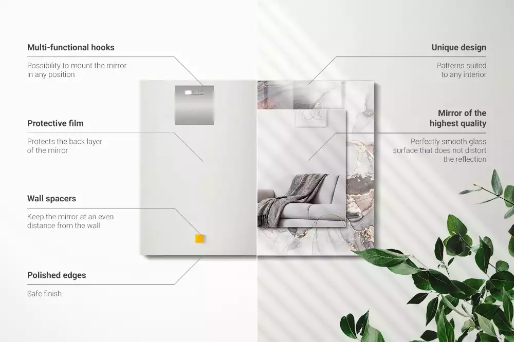 Lustro dekoracyjne prostokątne z motywem abstrakcyjnej sztuki marmuru