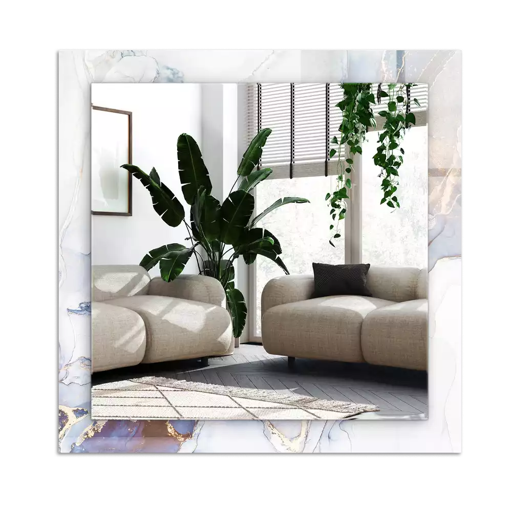 Lustro prostokątne z nadrukiem przedstawiającym abstrakcyjną sztukę marmuru