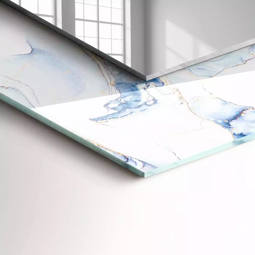Lustro prostokątne z nadrukiem przedstawiającym abstrakcyjną sztukę marmuru