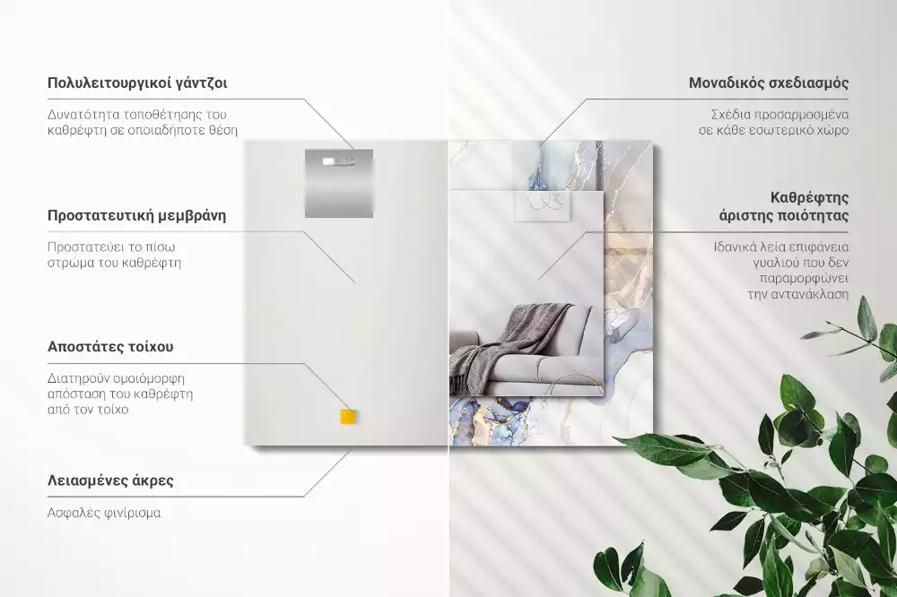 Lustro prostokątne z nadrukiem przedstawiającym abstrakcyjną sztukę marmuru