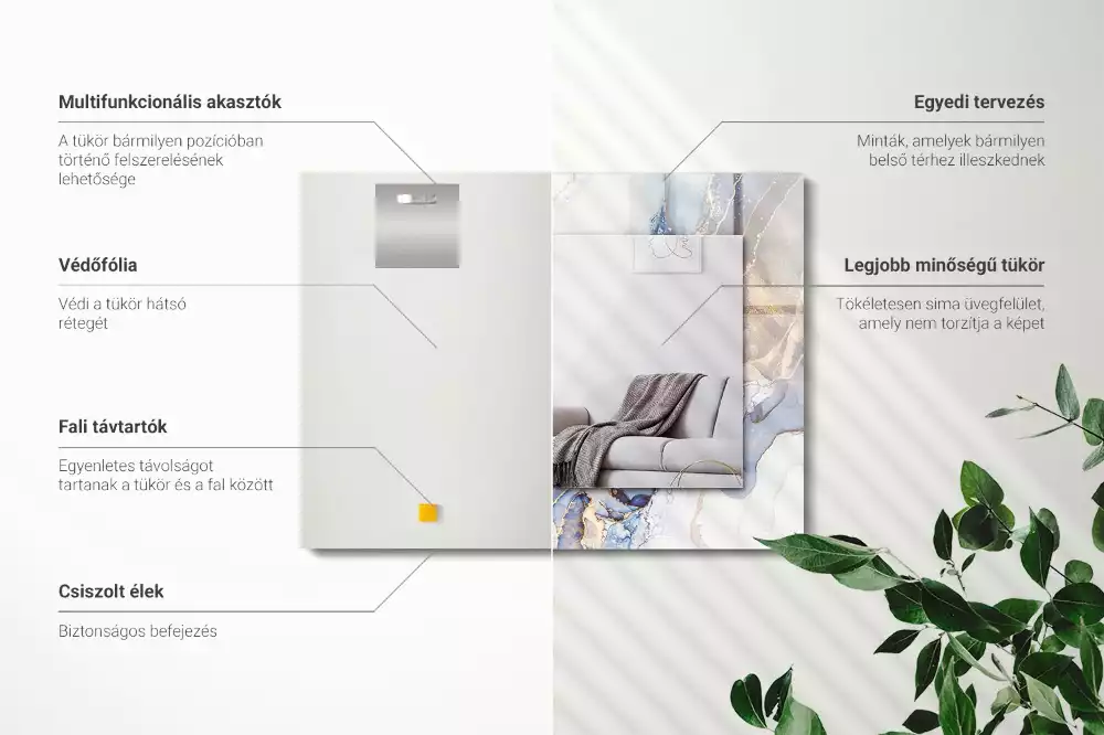 Lustro prostokątne z nadrukiem przedstawiającym abstrakcyjną sztukę marmuru