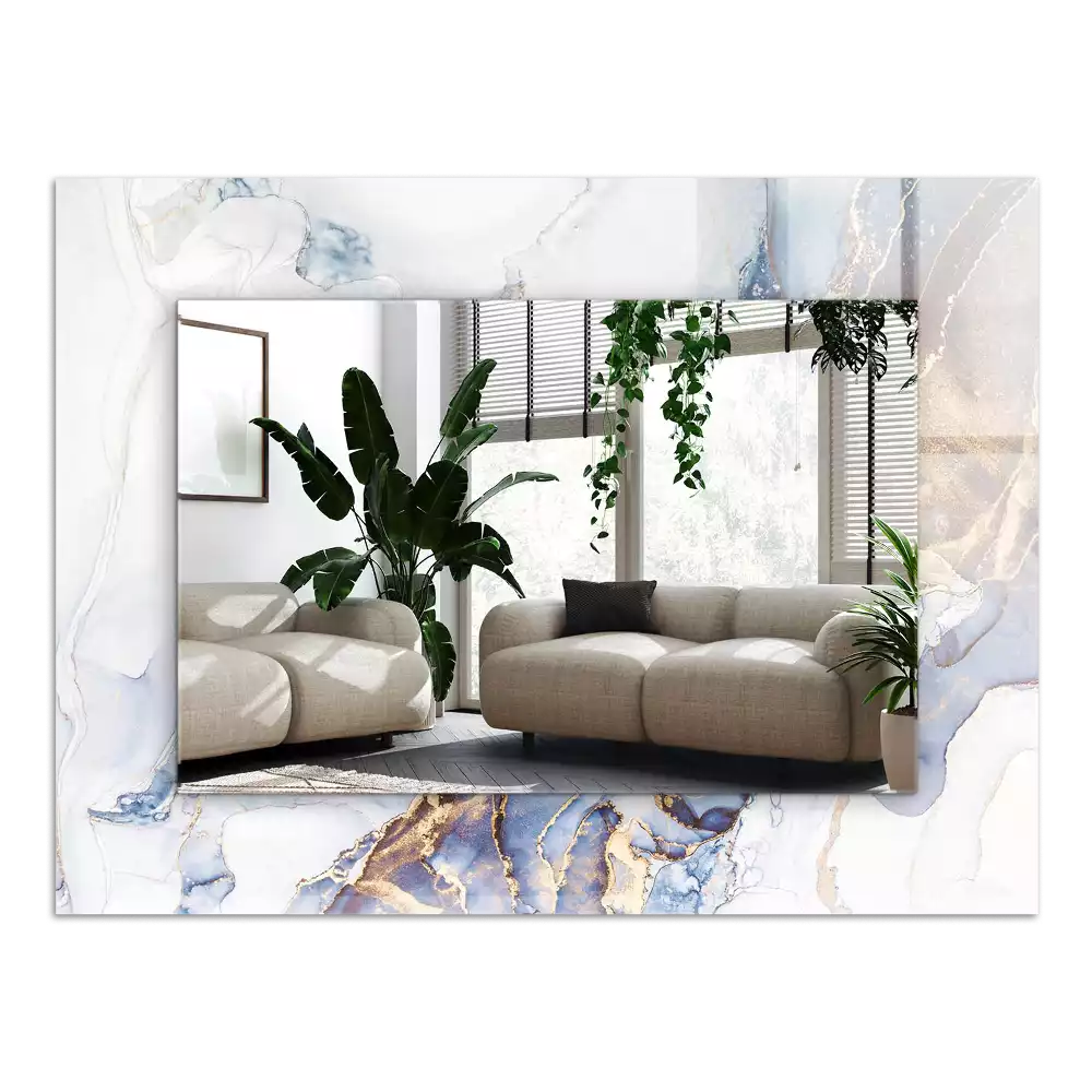 Lustro prostokątne z nadrukiem przedstawiającym abstrakcyjną sztukę marmuru