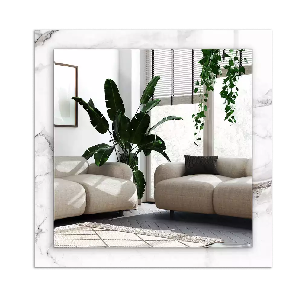 Lustro dekoracyjne z nadrukiem w biały marmurowy wzór