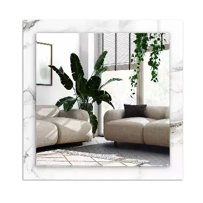 Lustro dekoracyjne z nadrukiem w biały marmurowy wzór