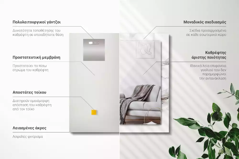 Lustro dekoracyjne z nadrukiem w biały marmurowy wzór