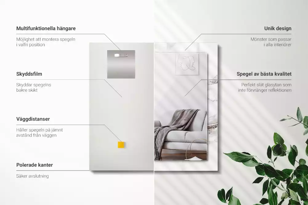 Lustro dekoracyjne z nadrukiem w biały marmurowy wzór