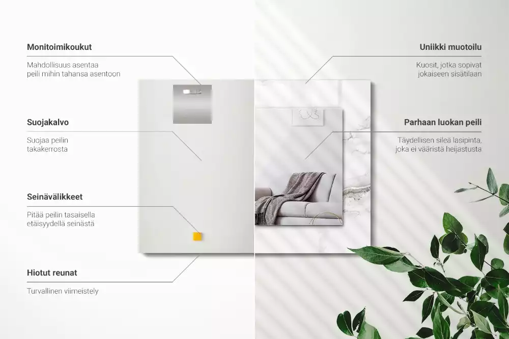 Lustro dekoracyjne z nadrukiem w biały marmurowy wzór