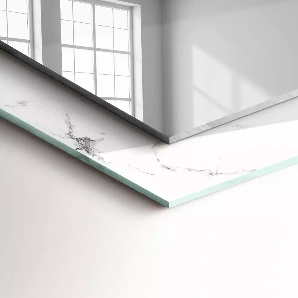 Lustro dekoracyjne z nadrukiem w biały marmurowy wzór