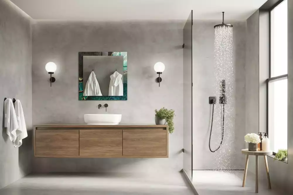 Lustro dekoracyjne prostokątne z zielonymi abstrakcyjnymi wzorami