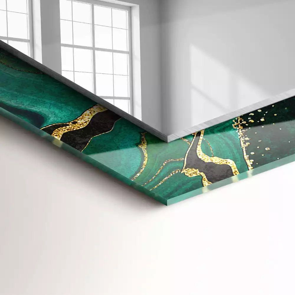 Lustro dekoracyjne prostokątne z zielonymi abstrakcyjnymi wzorami