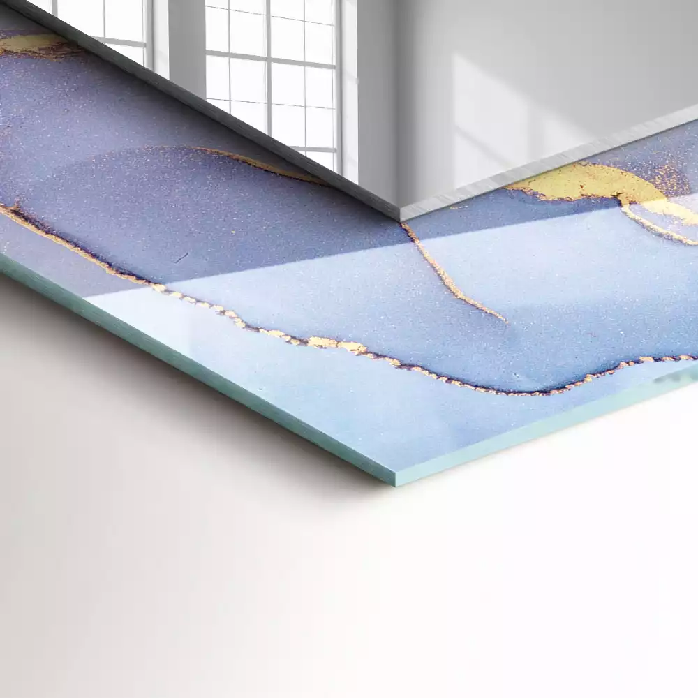 Lustro prostokątne z nadrukiem w motywie abstrakcyjnej akwareli