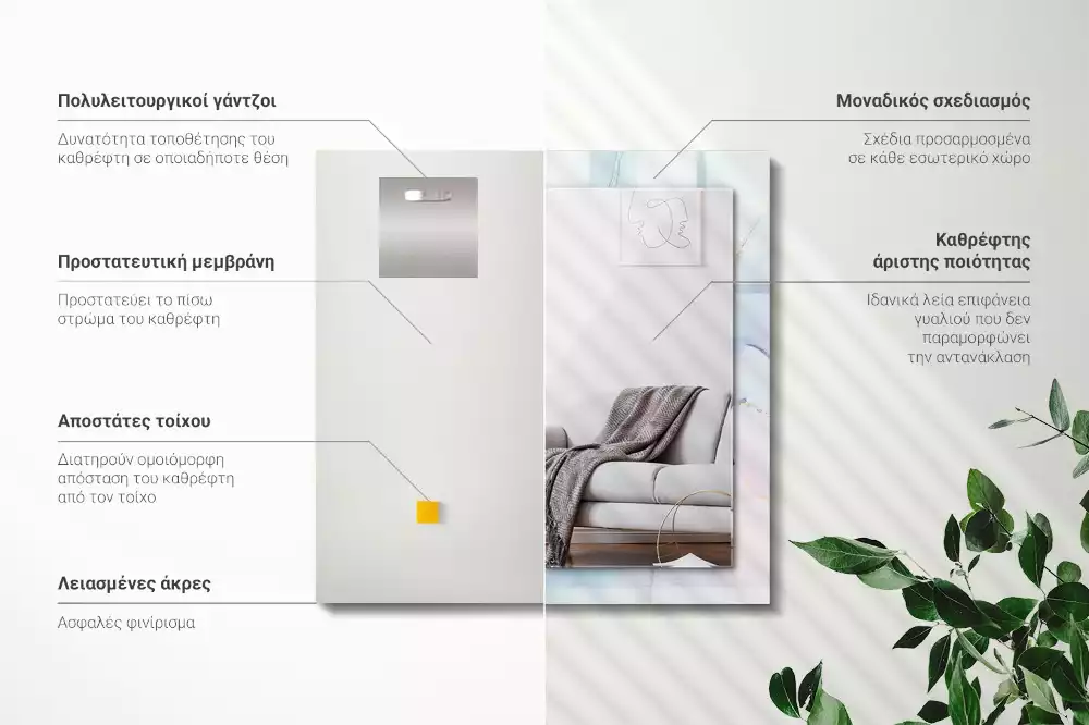 Lustro prostokątne z nadrukiem w motywie abstrakcyjnej akwareli