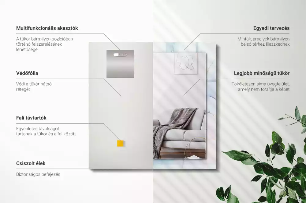 Lustro prostokątne z nadrukiem w motywie abstrakcyjnej akwareli