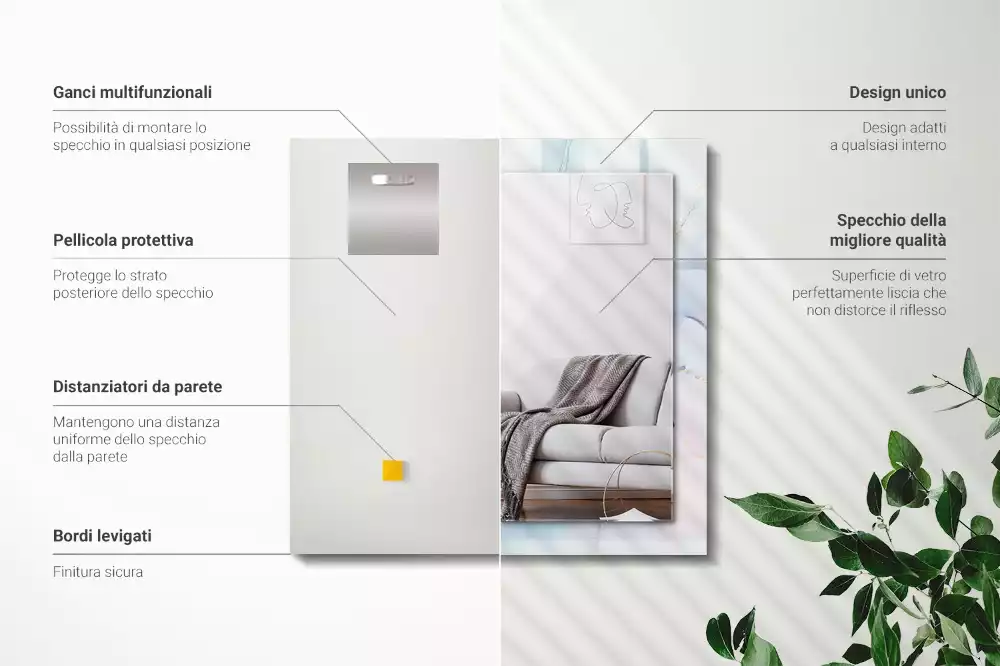 Lustro prostokątne z nadrukiem w motywie abstrakcyjnej akwareli