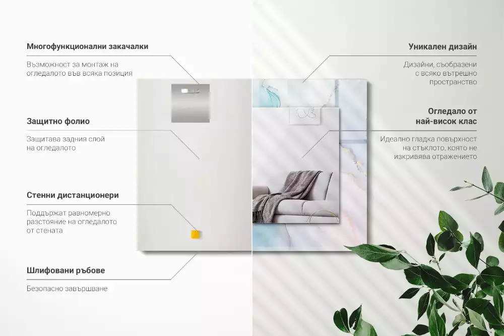 Lustro prostokątne z nadrukiem w motywie abstrakcyjnej akwareli