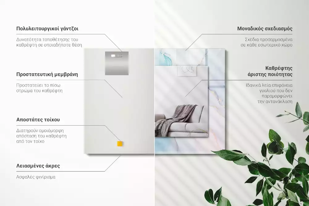 Lustro prostokątne z nadrukiem w motywie abstrakcyjnej akwareli