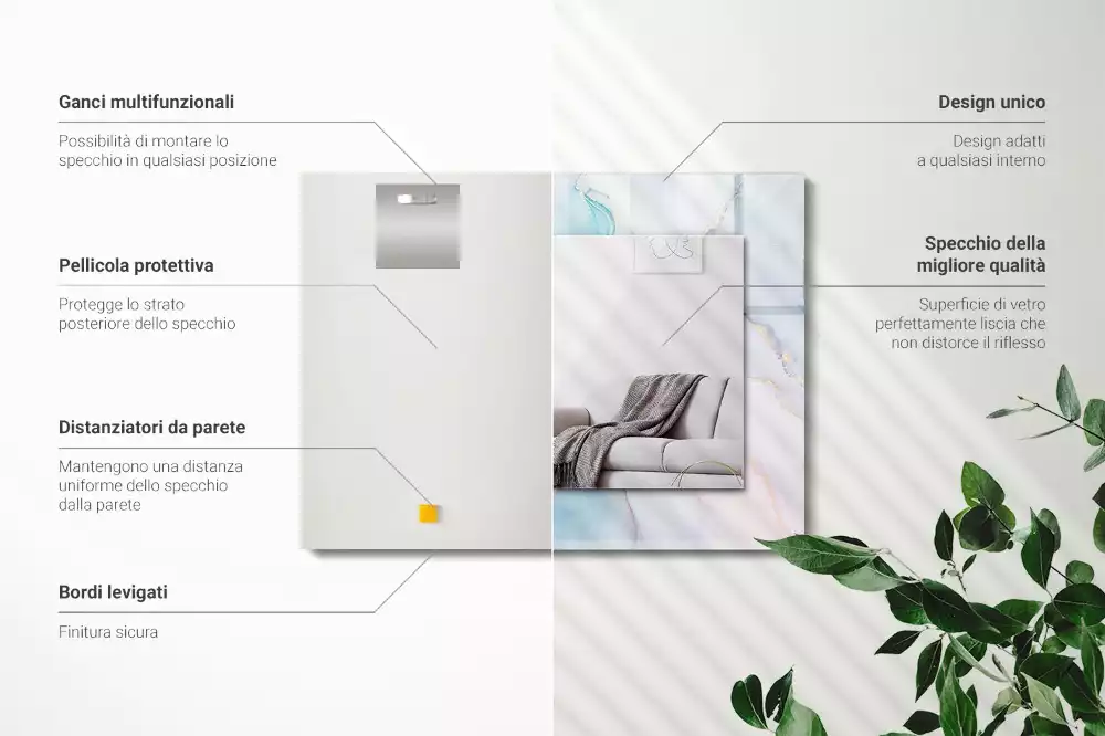 Lustro prostokątne z nadrukiem w motywie abstrakcyjnej akwareli