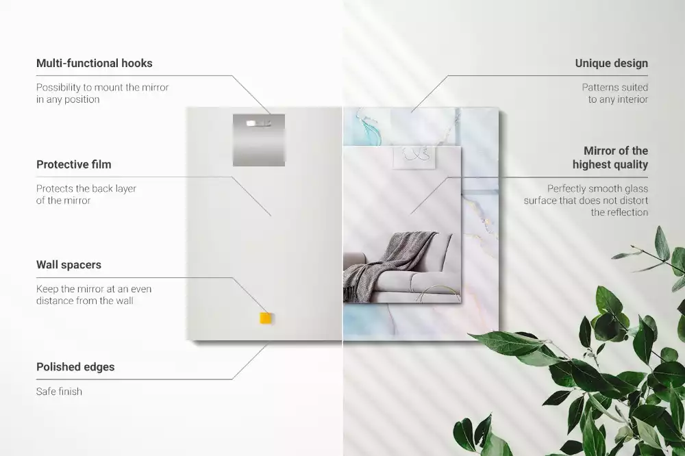 Lustro prostokątne z nadrukiem w motywie abstrakcyjnej akwareli