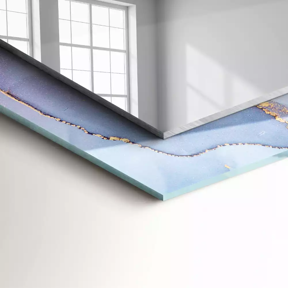 Lustro prostokątne z nadrukiem w motywie abstrakcyjnej akwareli