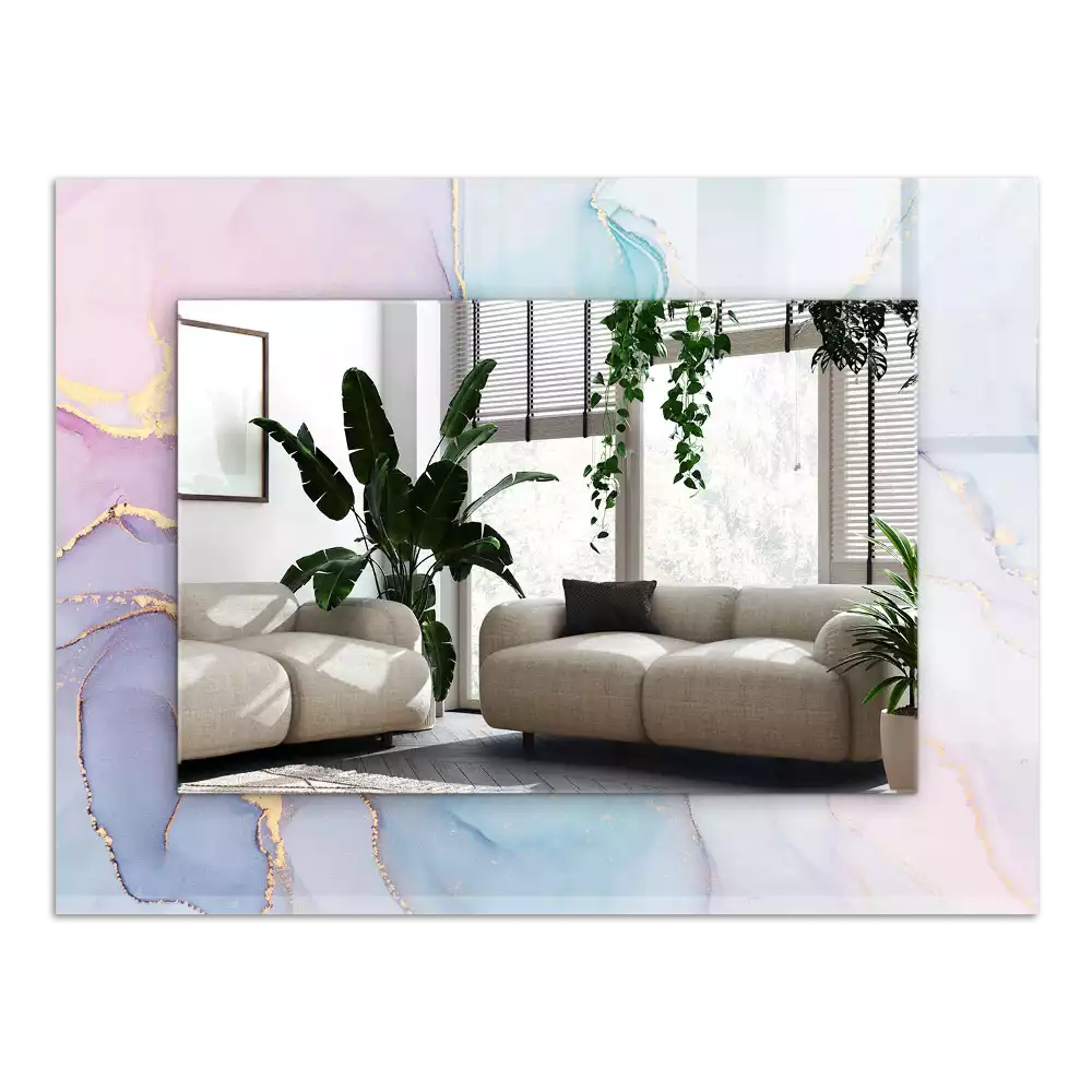 Lustro prostokątne z nadrukiem w motywie abstrakcyjnej akwareli