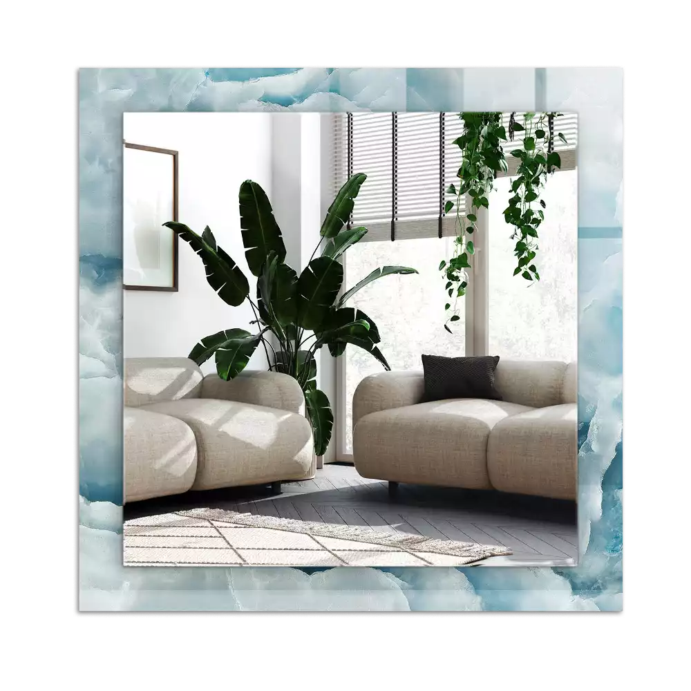 Lustro dekoracyjne z nadrukiem w motyw niebieskiego marmuru