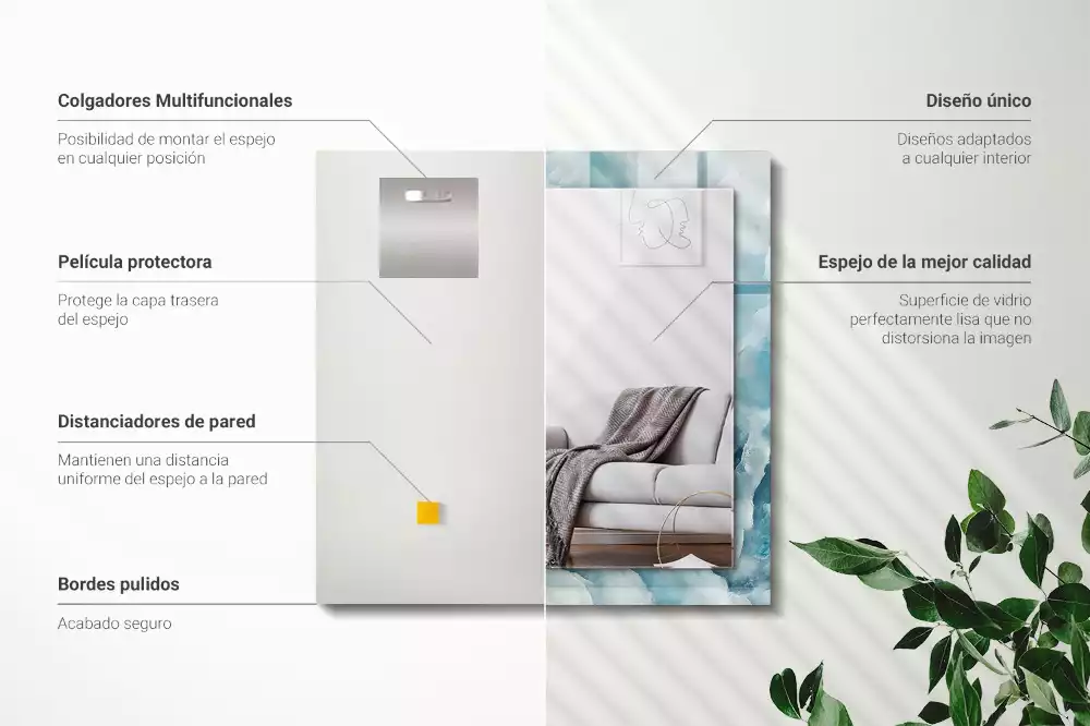 Lustro dekoracyjne z nadrukiem w motyw niebieskiego marmuru