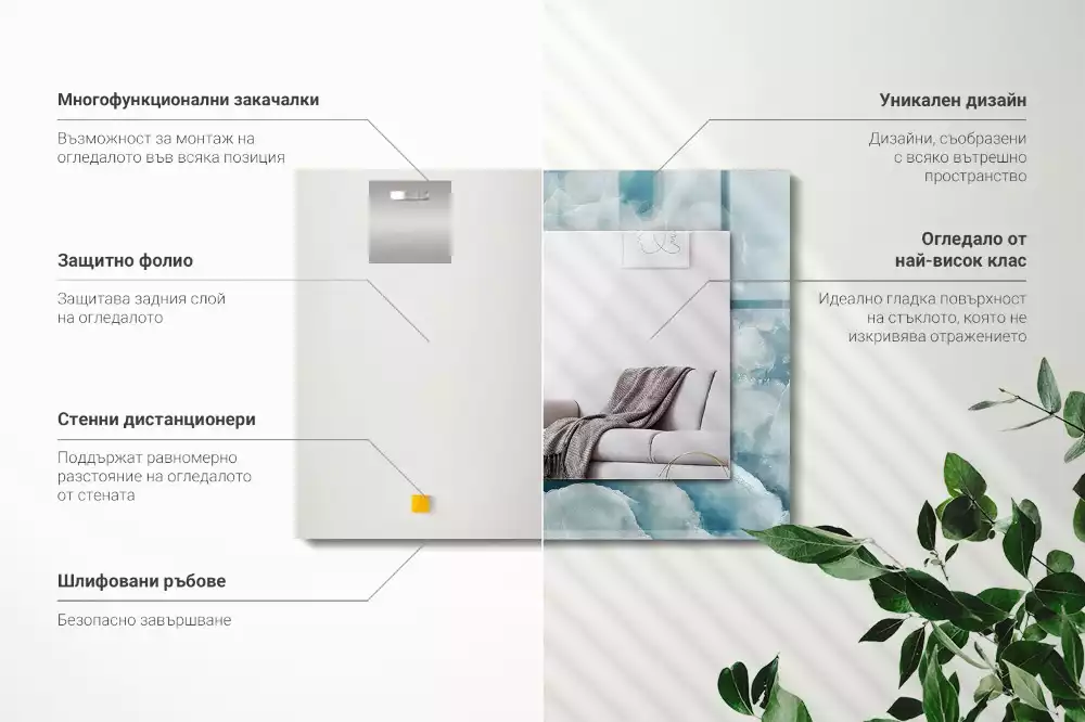 Lustro dekoracyjne z nadrukiem w motyw niebieskiego marmuru