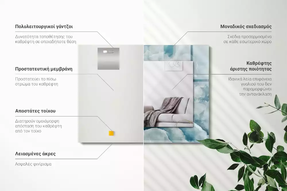 Lustro dekoracyjne z nadrukiem w motyw niebieskiego marmuru