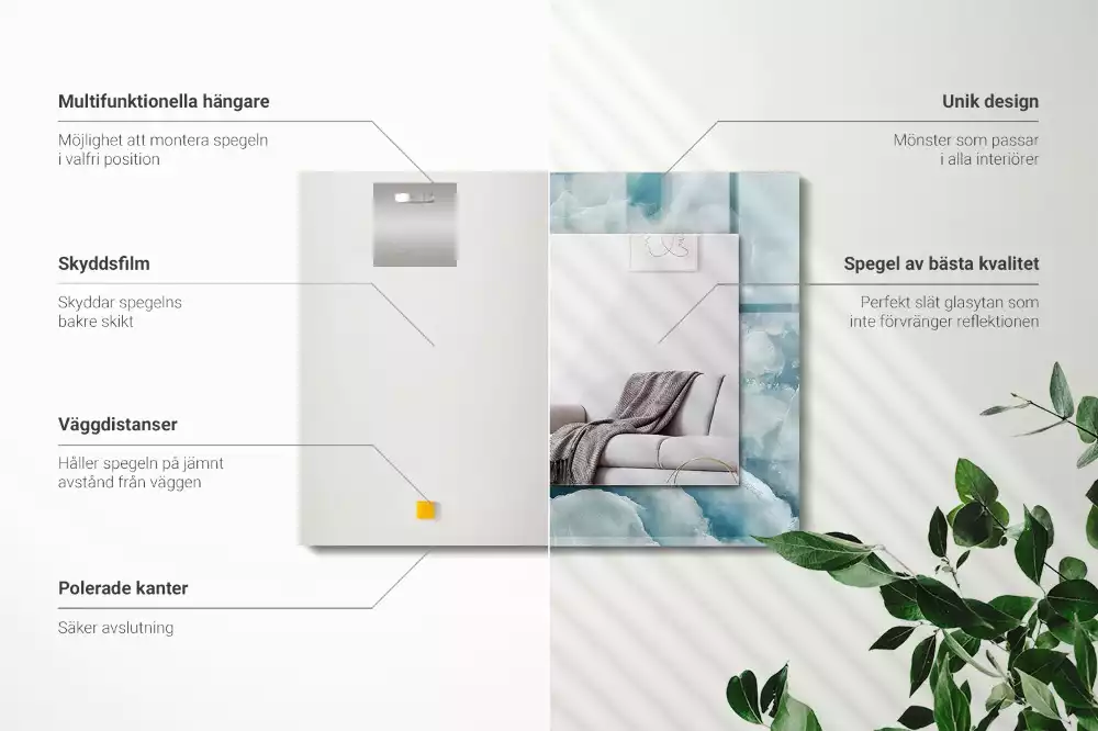 Lustro dekoracyjne z nadrukiem w motyw niebieskiego marmuru