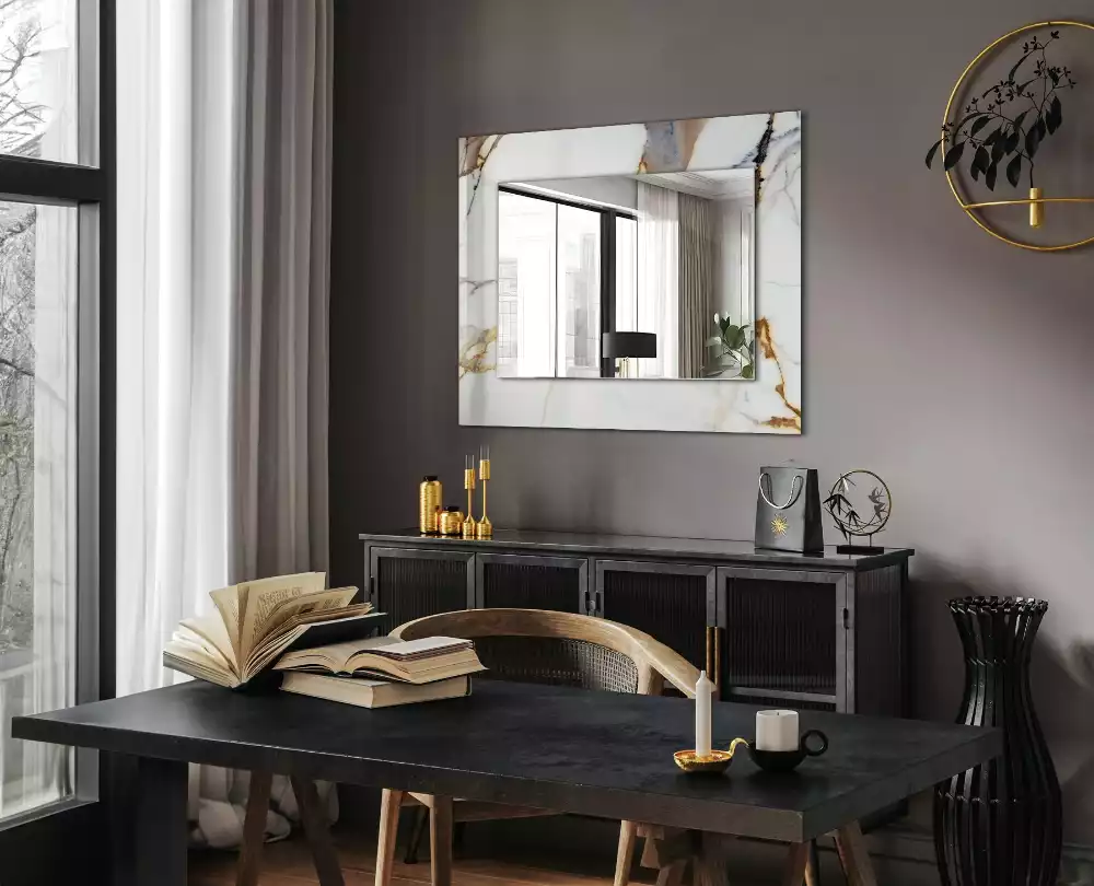 Lustro dekoracyjne prostokątne w kolorze marmuru z żyłkami