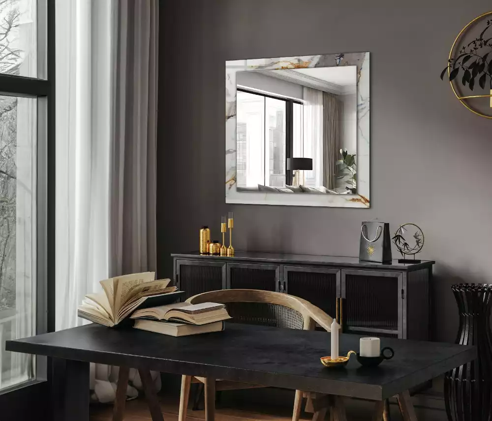 Lustro dekoracyjne prostokątne w kolorze marmuru z żyłkami