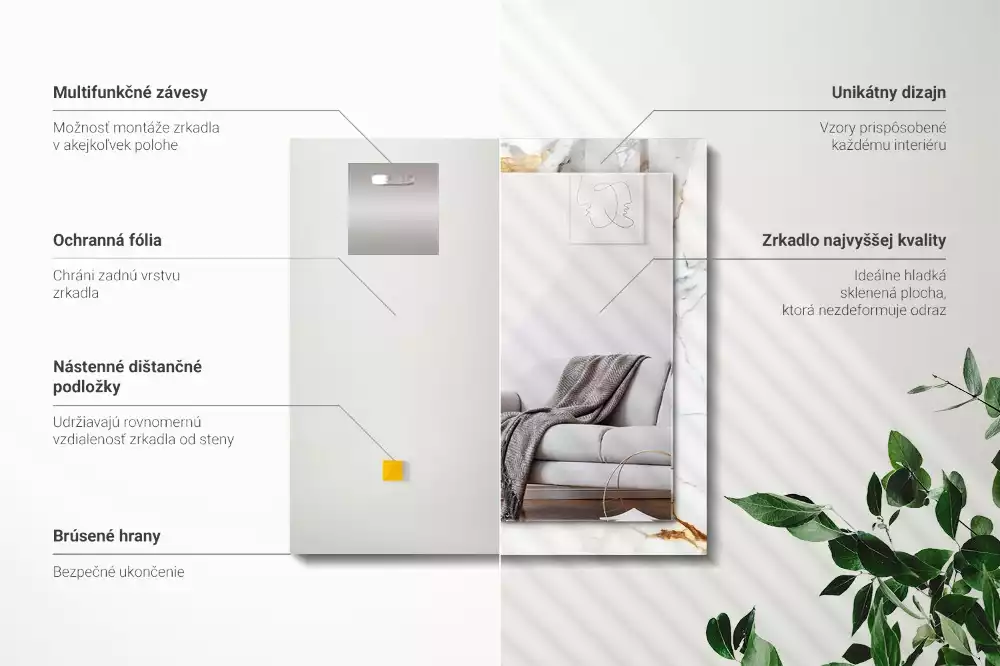 Lustro dekoracyjne prostokątne w kolorze marmuru z żyłkami