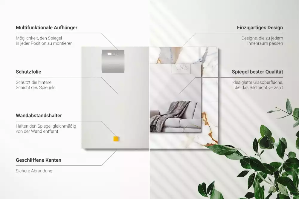 Lustro dekoracyjne prostokątne w kolorze marmuru z żyłkami