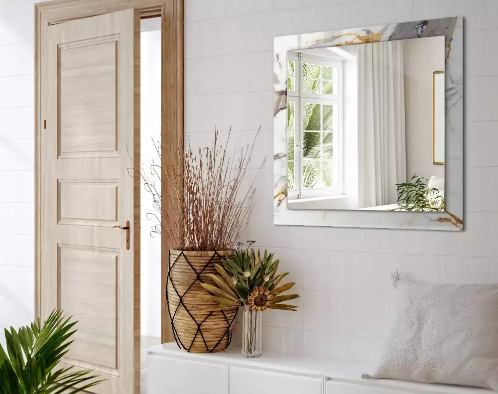 Lustro dekoracyjne prostokątne w kolorze marmuru z żyłkami