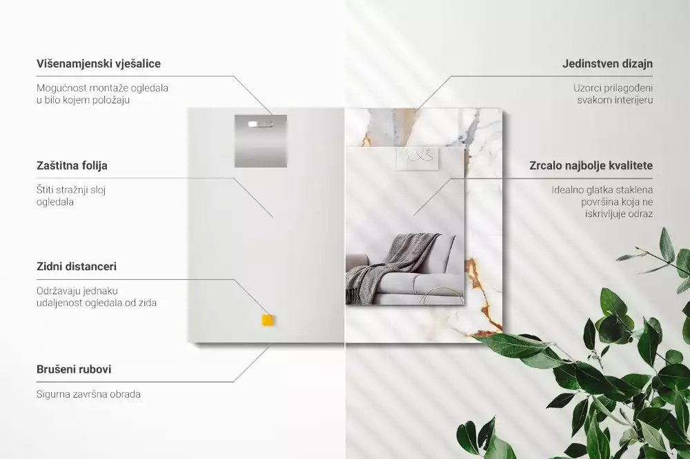 Lustro dekoracyjne prostokątne w kolorze marmuru z żyłkami