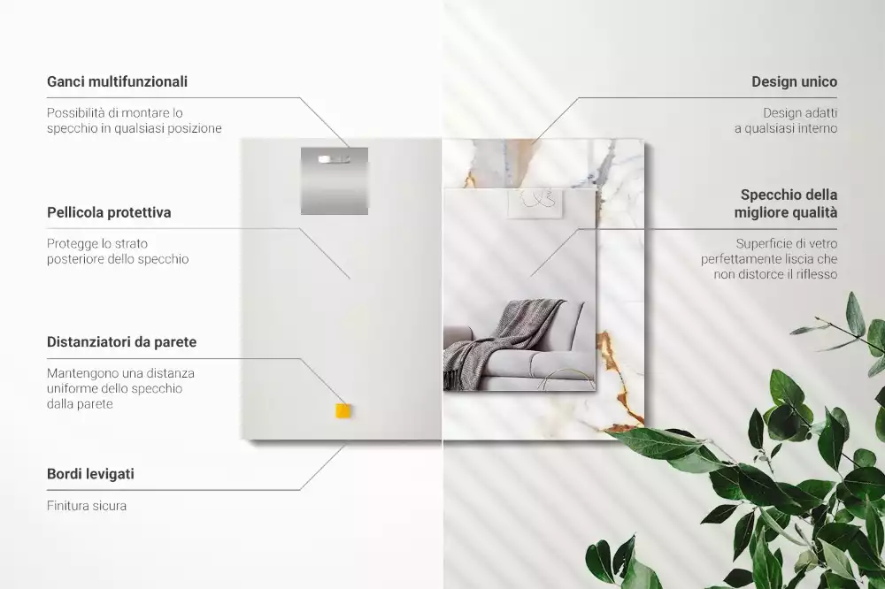 Lustro dekoracyjne prostokątne w kolorze marmuru z żyłkami