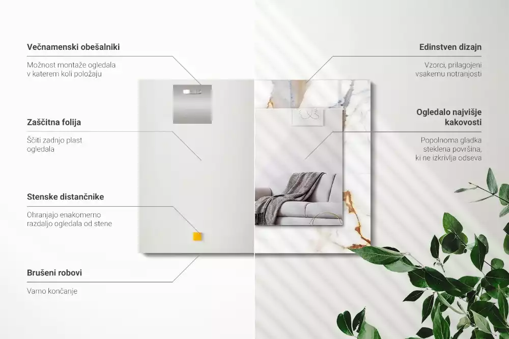 Lustro dekoracyjne prostokątne w kolorze marmuru z żyłkami