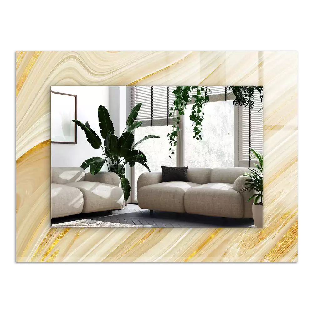 Lustro prostokątne z nadrukiem żółtych abstrakcyjnych linii