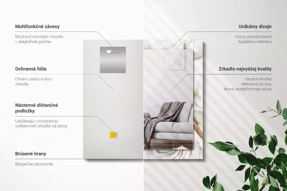 Lustro dekoracyjne z nadrukiem w abstrakcyjny marmurowy wzór