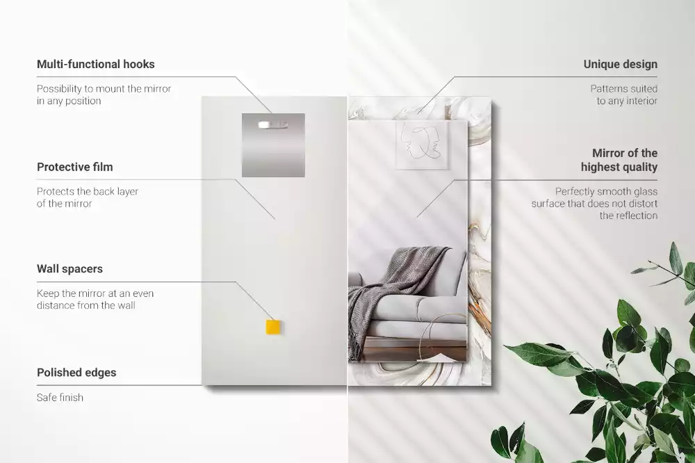 Lustro dekoracyjne z nadrukiem w abstrakcyjny marmurowy wzór