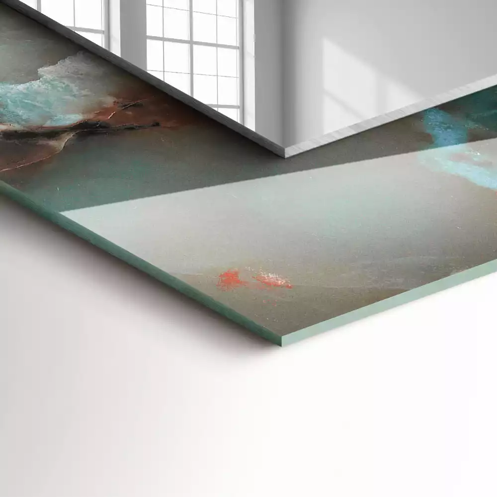 Lustro prostokątne z nadrukiem w abstrakcyjną kolorową teksturę