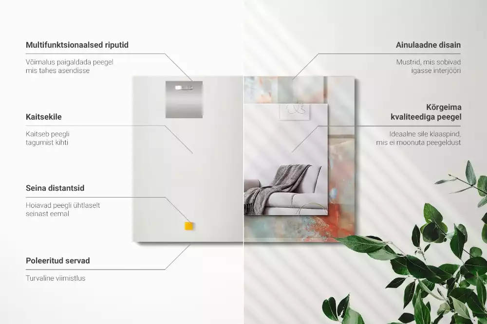 Lustro prostokątne z nadrukiem w abstrakcyjną kolorową teksturę